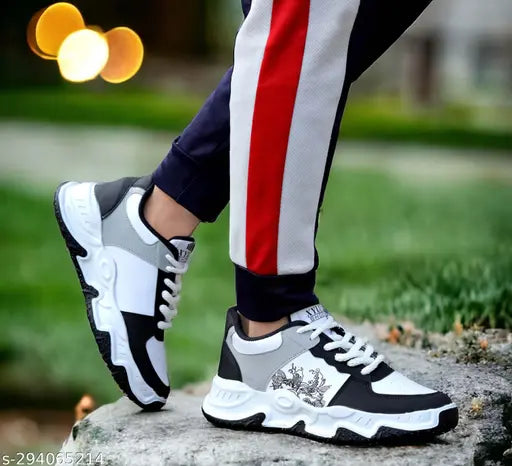 Snicks White Sports Shoes for Men